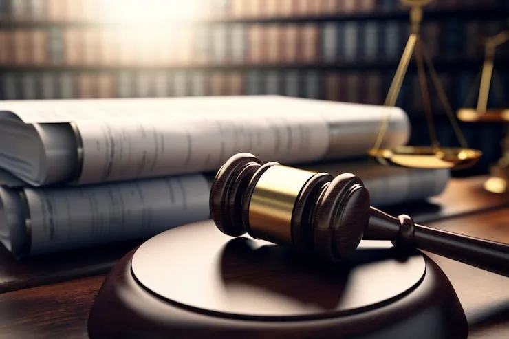A gavel resting on top of legal documents in a law office, representing the probate and estate administration filings Osman Law guides executors and heirs through in Texas